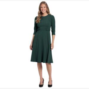 London Times Petite Side-Tab Fit & Flare Dress - Emerald